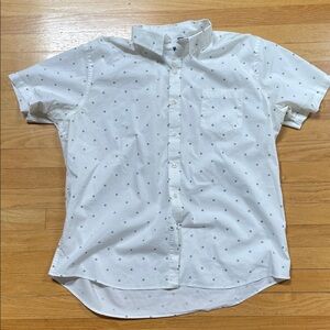 Izod white retro pattern s/s button down Shirt